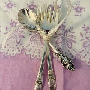 Vintage Pair First Love Silver Plate Forks & Sugar Shell Spoon